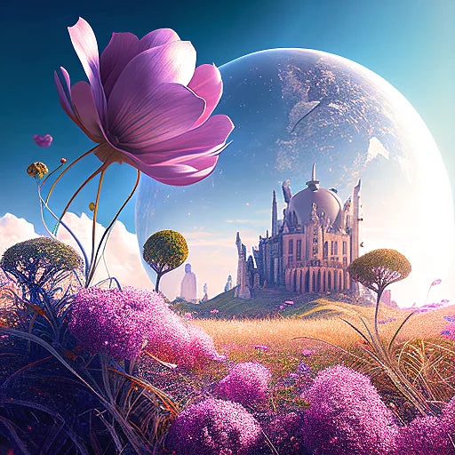 Pink Flower Castle Sphere Diamond Art Kit
