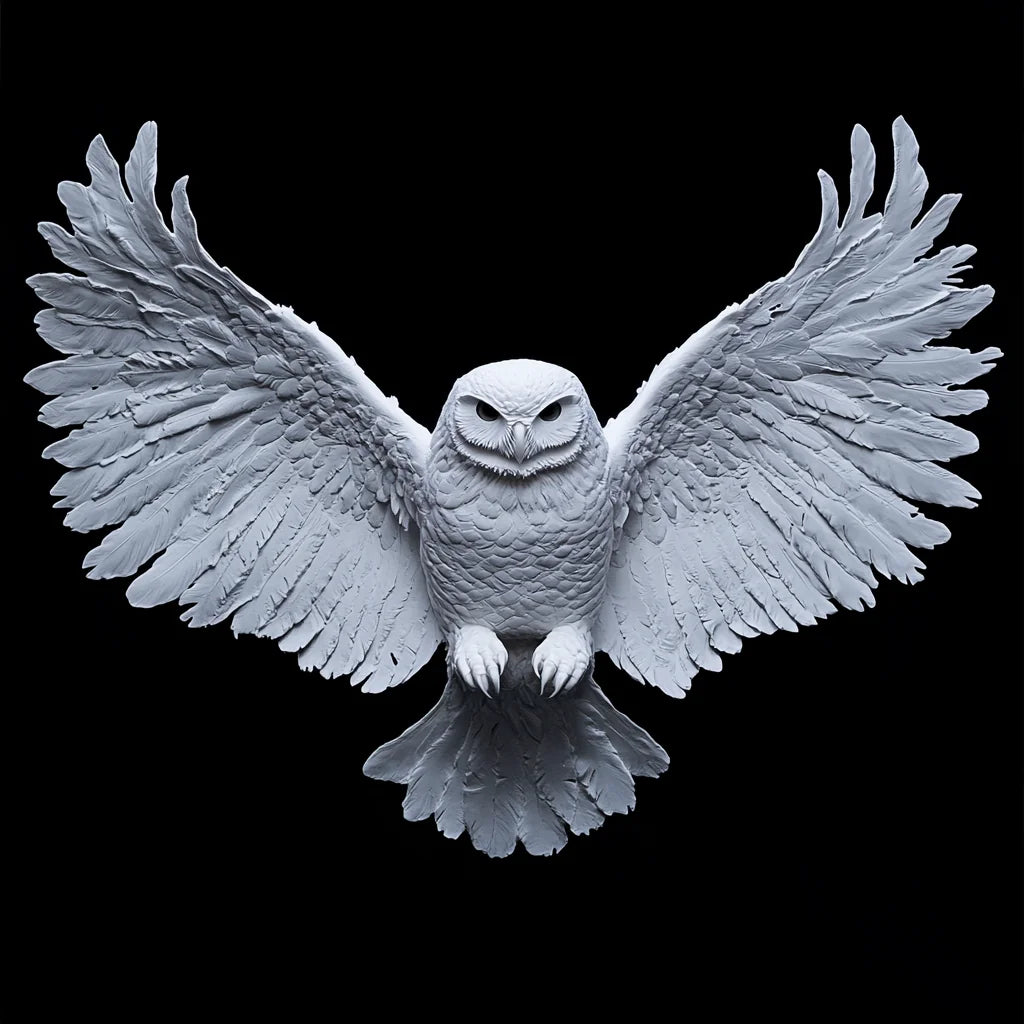 White Carved Owl Diamond Art Kit