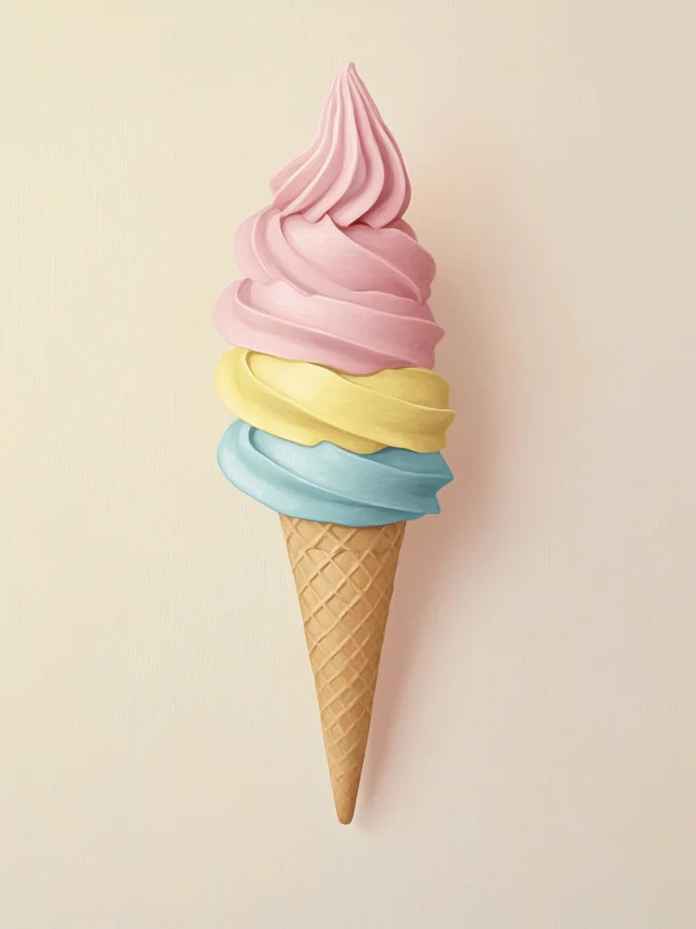 Three Color Ice Cream Cone Diamond Art Kit