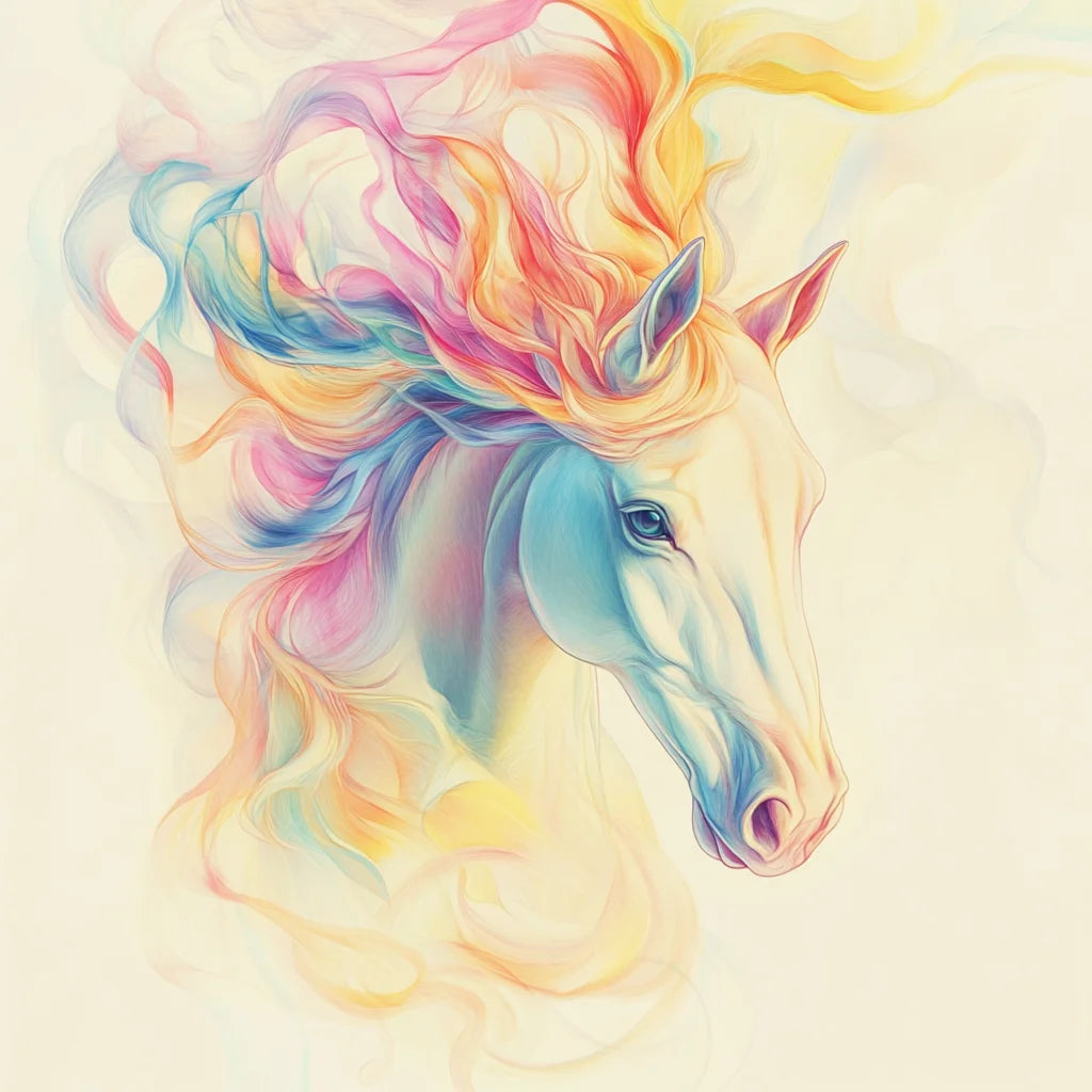 Pastel Color Swirl Abstract Horsehead Diamond Art Kit