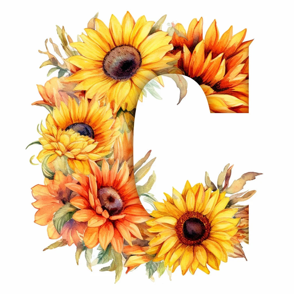Sunflower Letter C Diamond Art Kit