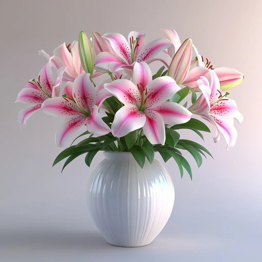 White Vase Of Lilies Diamond Art Kit