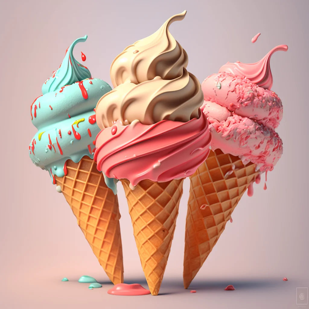 Three Ice Cream Sugar Cones Diamond Art Kit