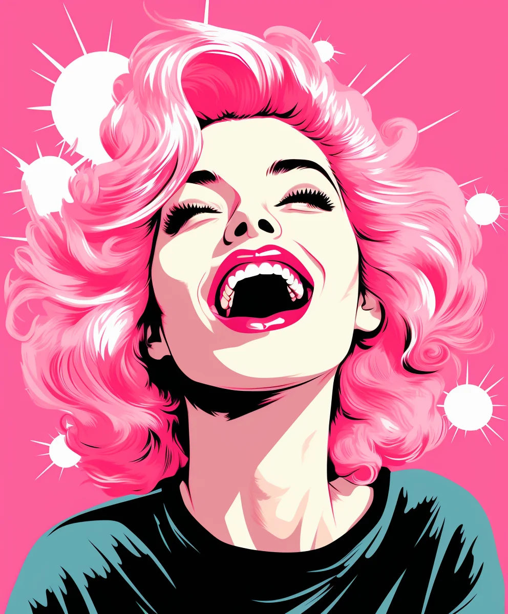 Pink Hair Laughing Girl Diamond Art Kit