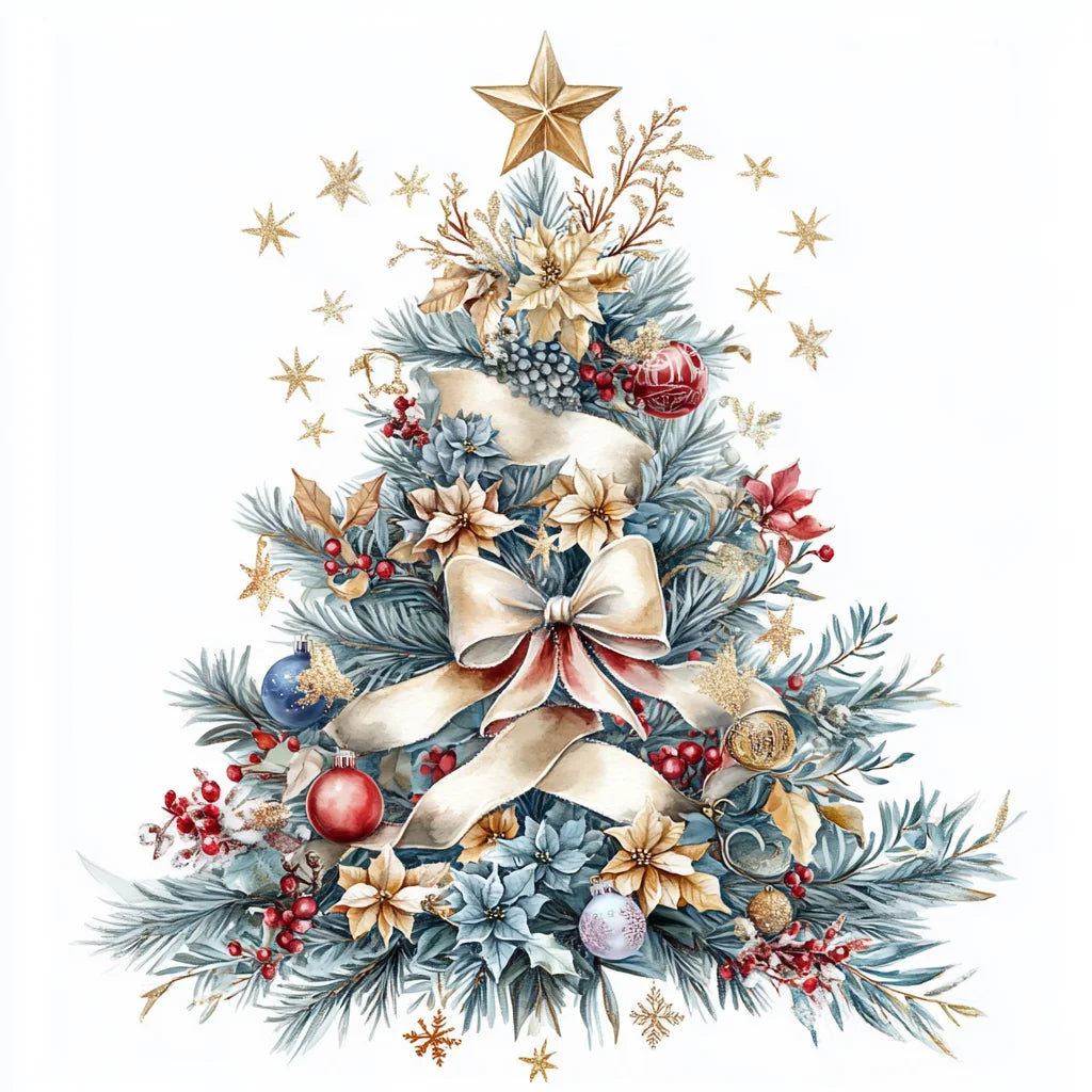 Yellow Bow Christmas Tree Diamond Art Kit
