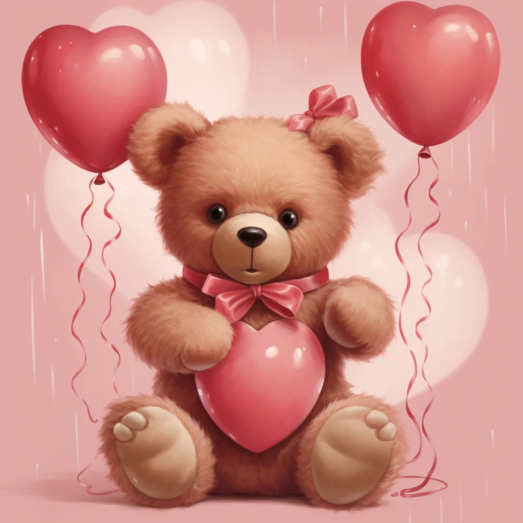 Heart Balloon Teddy Bear Diamond Art Kit