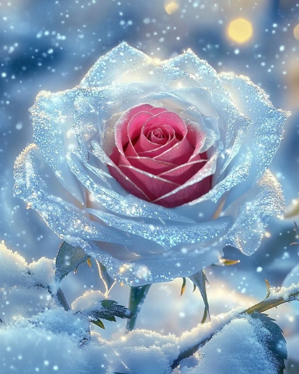 Crystal Rose in the Snow Diamond Art Kit