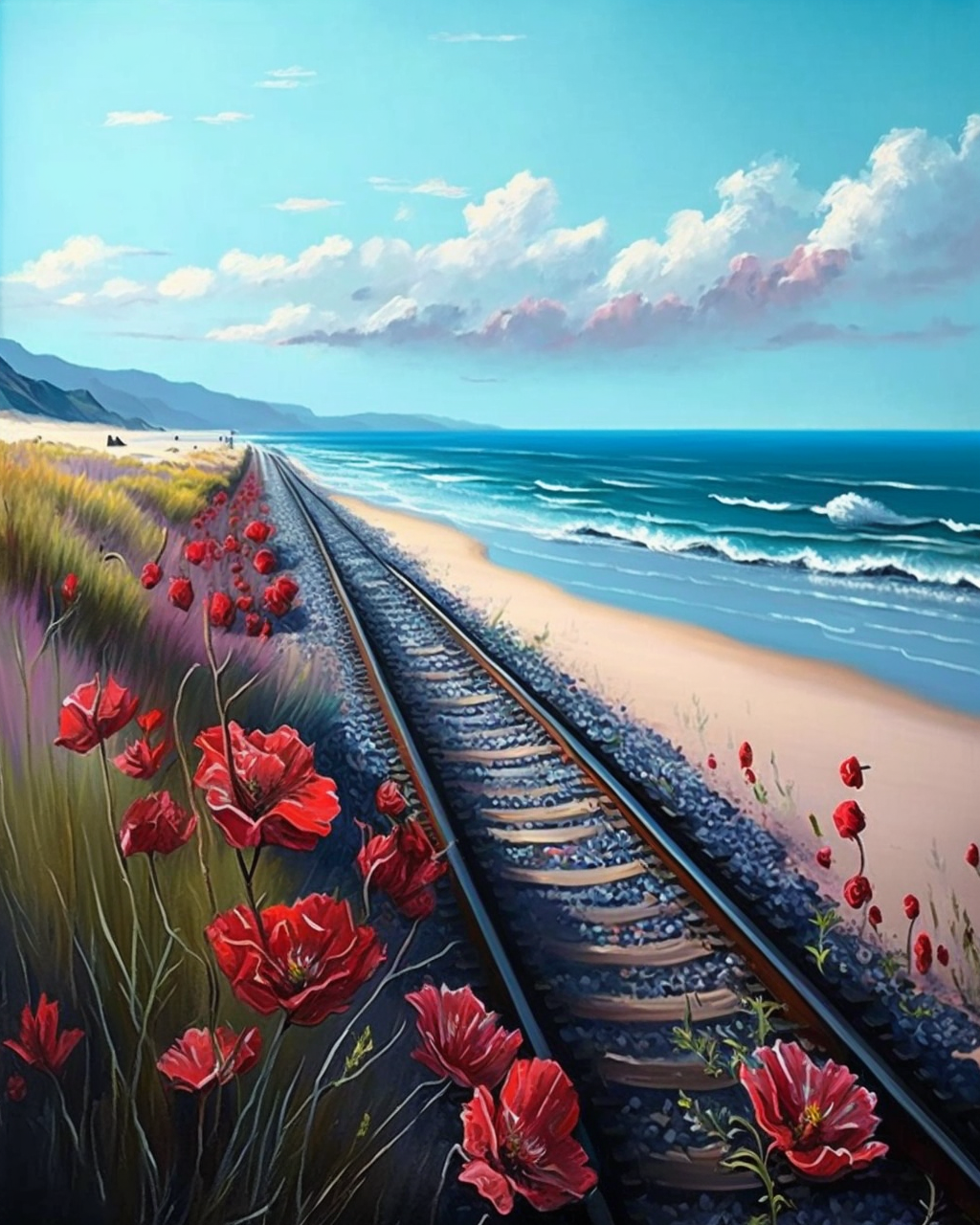 Tracks By The Beach Diamond Art Kit