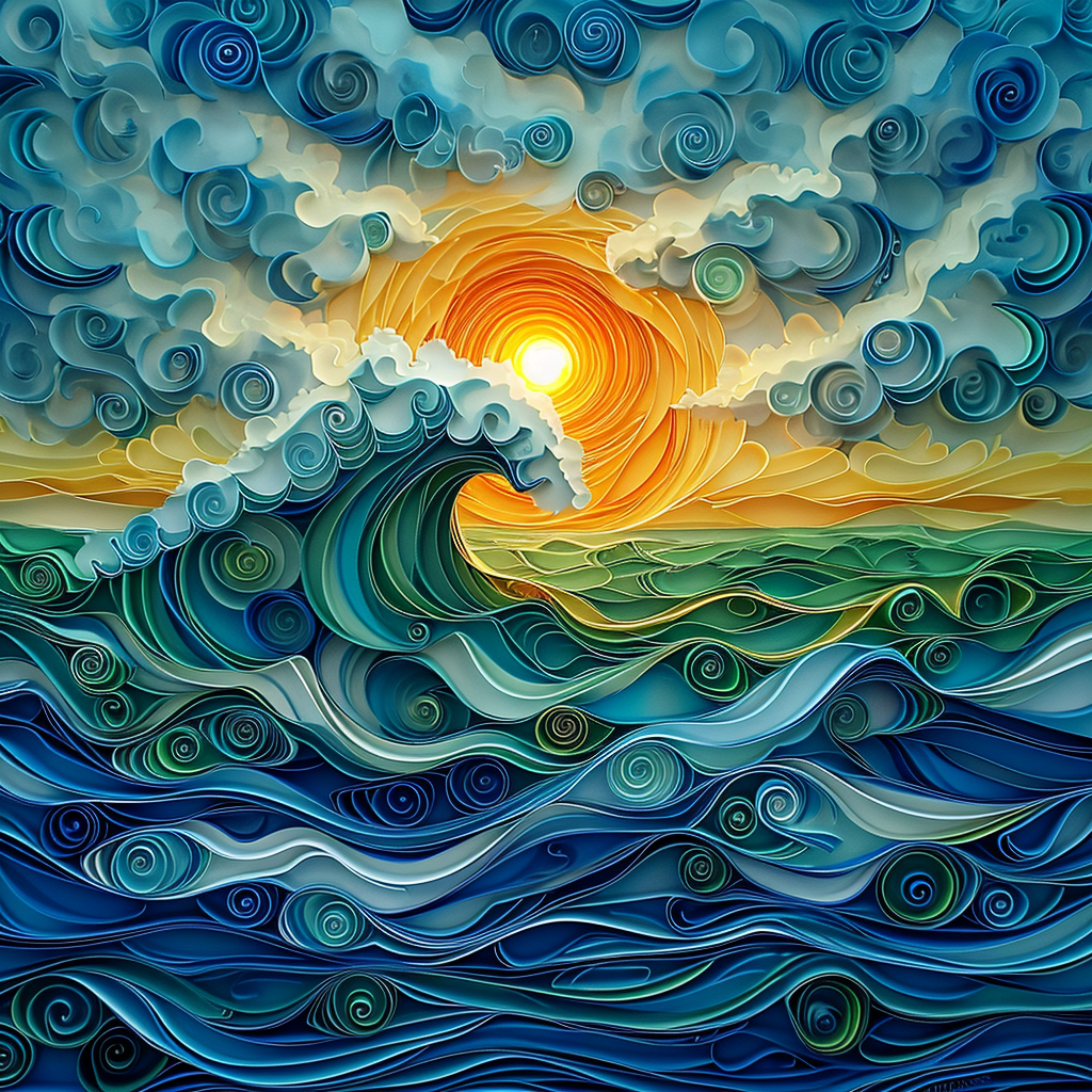 Swirling Wave Sunset Diamond Art Kit