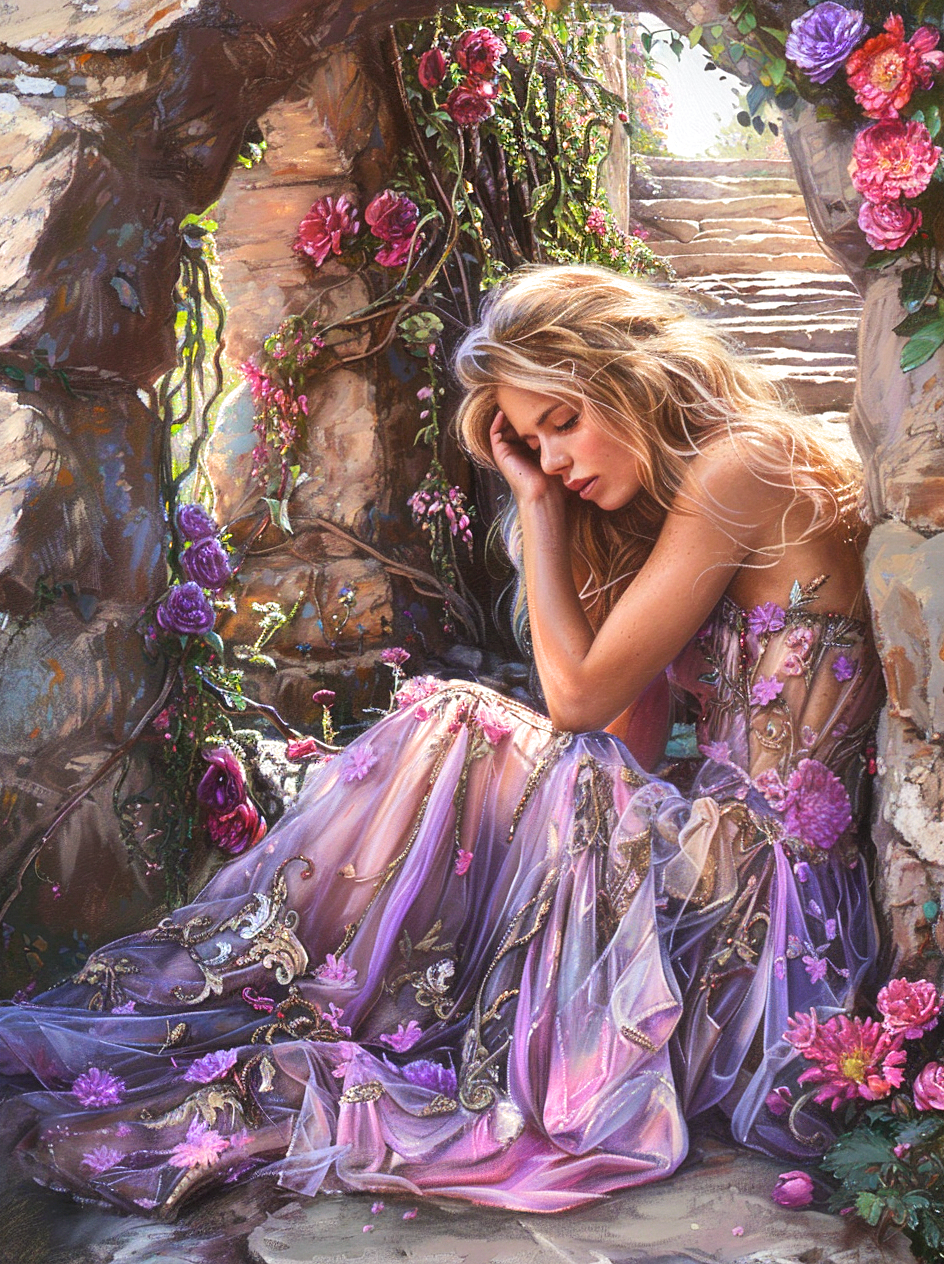 Tun Ne To The Stairs Resting Girl Diamond Art Kit
