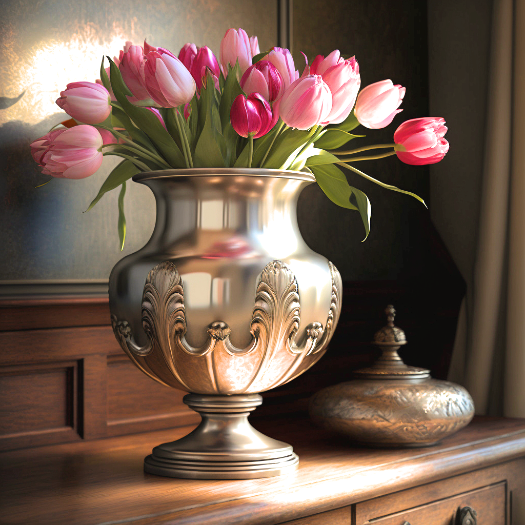 Large Silver Vase Tulips Diamond Art Kit