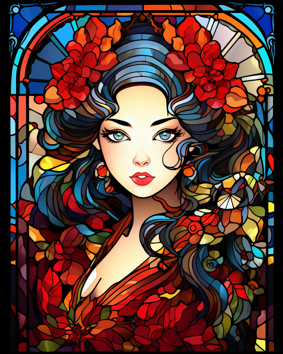 Red Flower Abstract Woman Diamond Art Kit