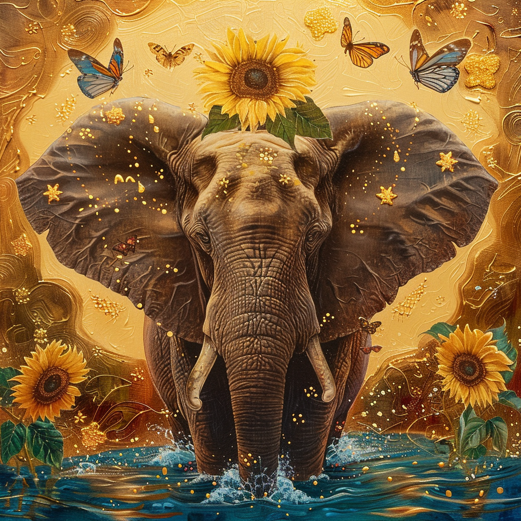 Three Sunflower Elephant Diamond Art Kit