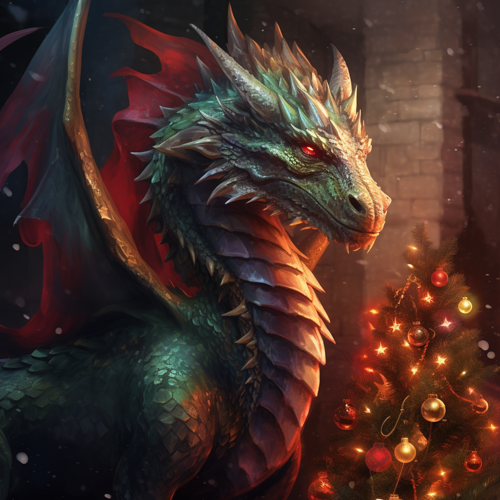 Dragon By The Christmas Tree Diamond Art Kit