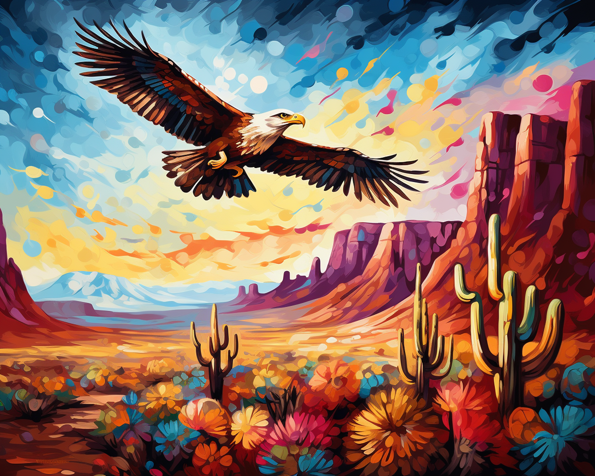 Abstract Painted Flying Eagle Diamond Art Kit