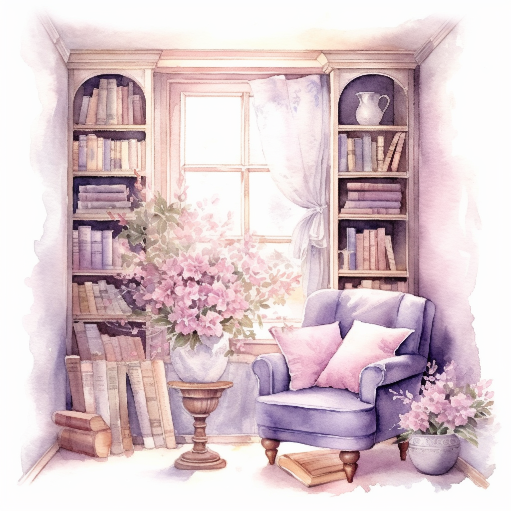 Purple Chair Reading Room Diamond Art Kit