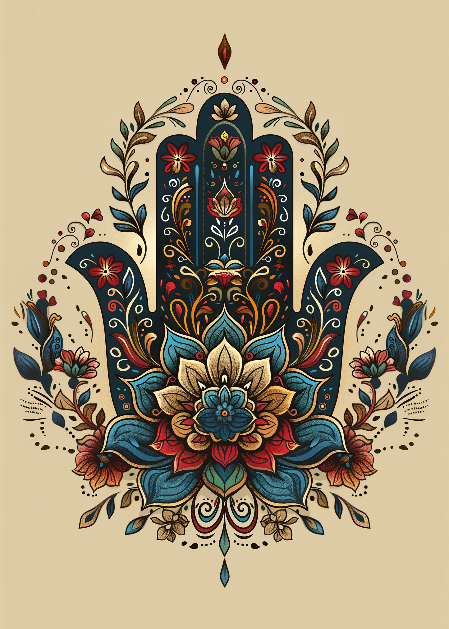 Tan Background Hamsa Diamond Art Kit