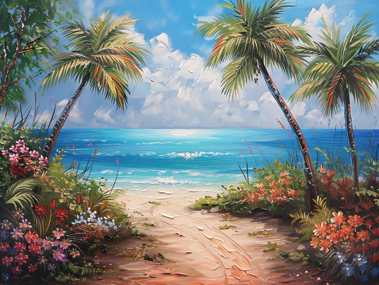 Flower Lined Beach Path Diamond Art Kit
