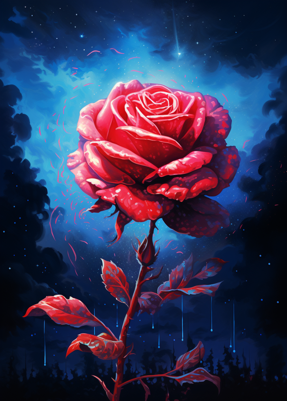Falling Starred Rose Diamond Art Kit