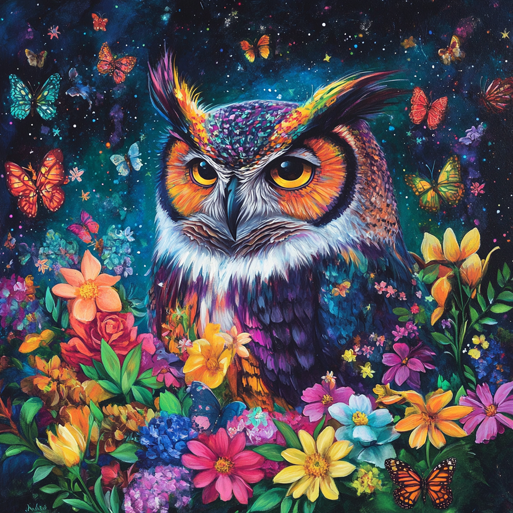 Flowers Butterflies Owl Diamond Art Kit