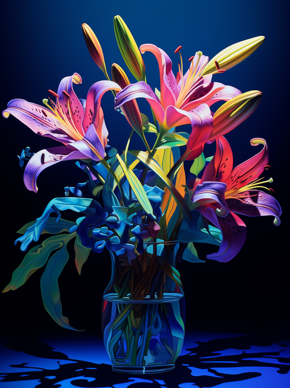 Blue Table Lilies Diamond Art Kit