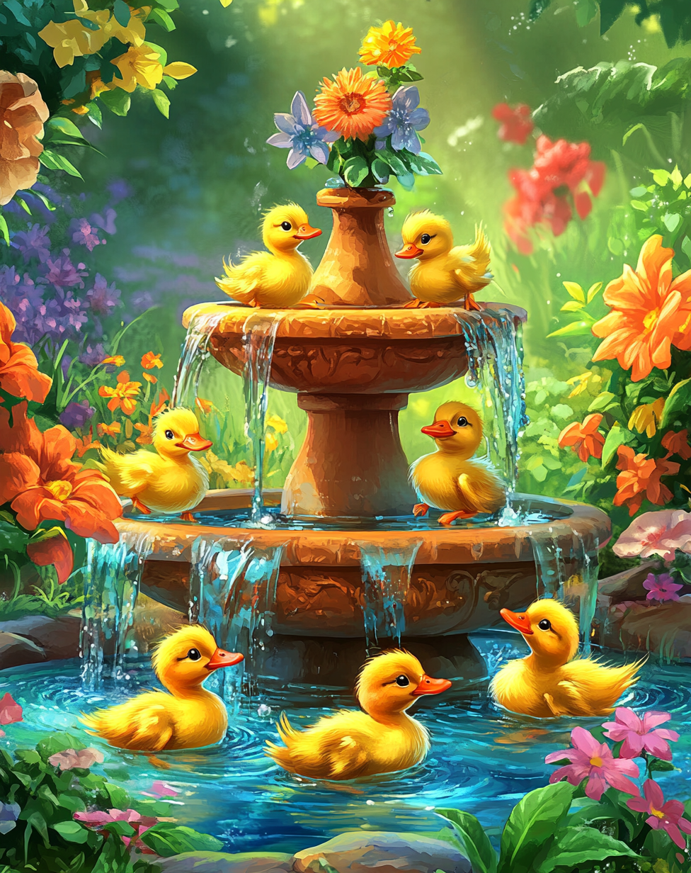 Tiered Fountain Ducklings Diamond Art Kit