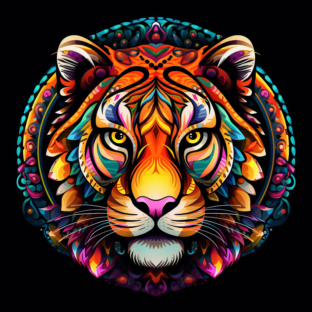 Colorful Tiger Circle Mandala Diamond Art Kit