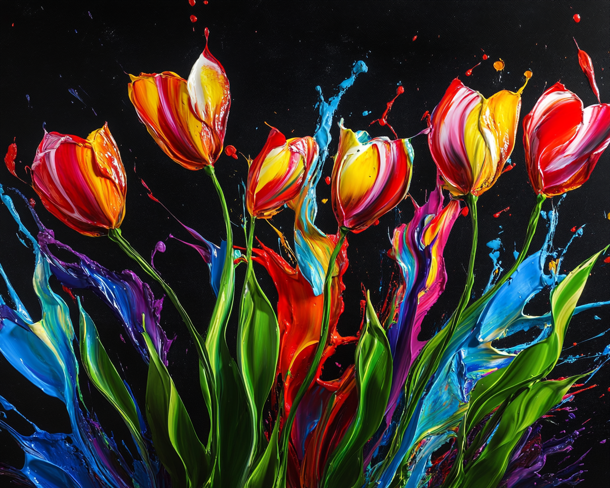 Red Yellow Painted Tulips Diamond Art Kit