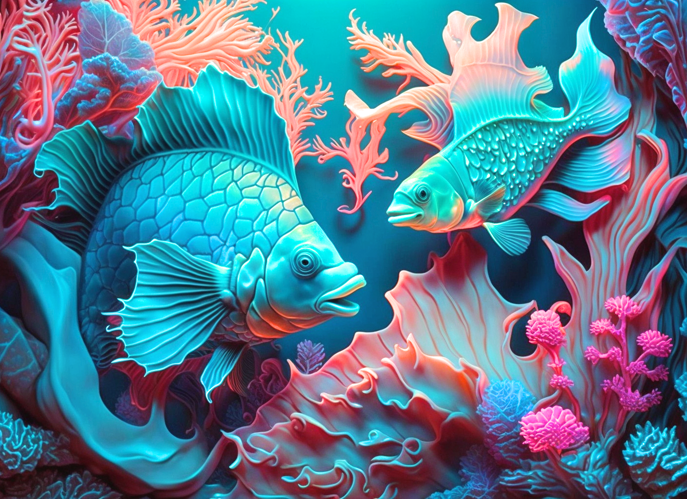 Two Abstract Fish Diamond Art Kit