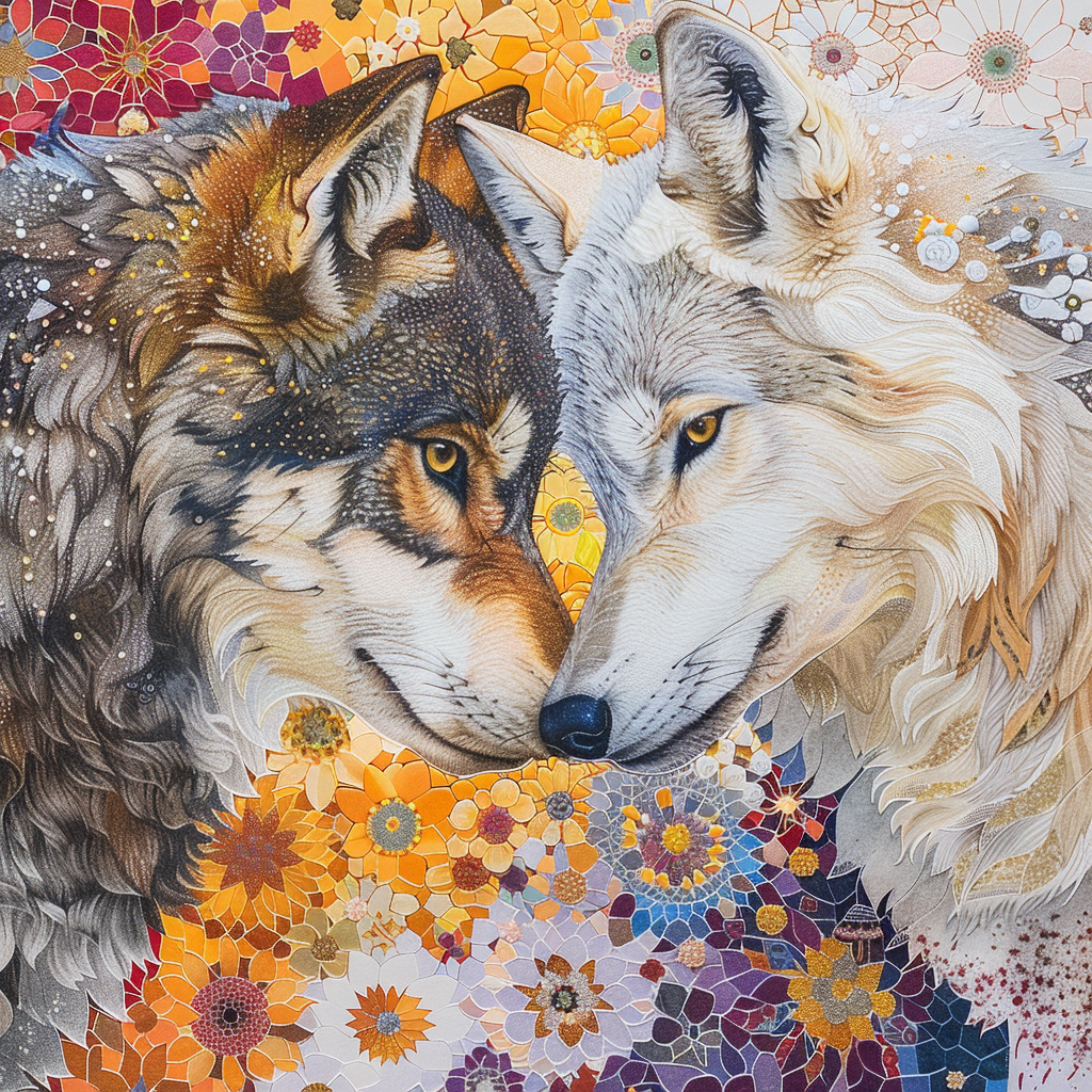 White And Graywolf Abstract Diamond Art Kit