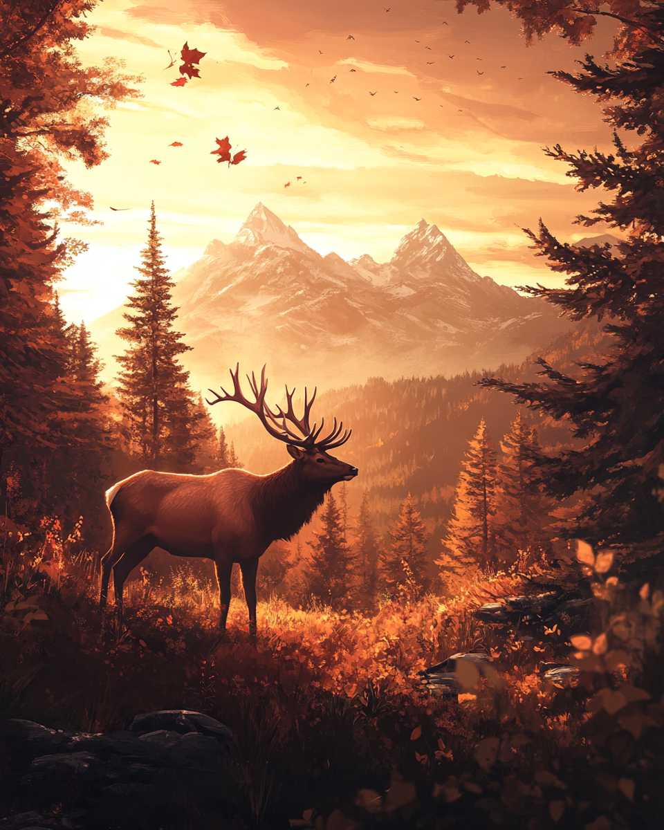 Sunset Wilderness Elk Diamond Art Kit