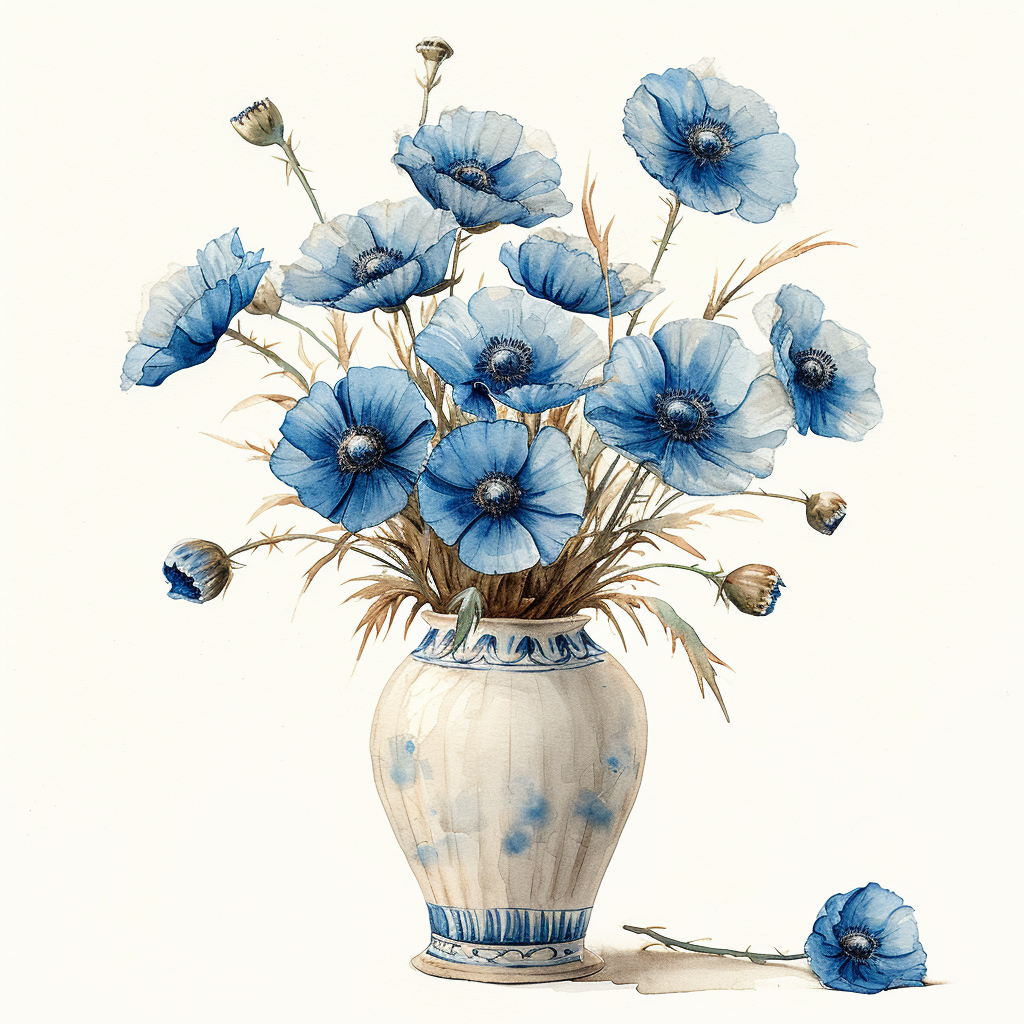 Blue Poppy China Vase Diamond Art Kit