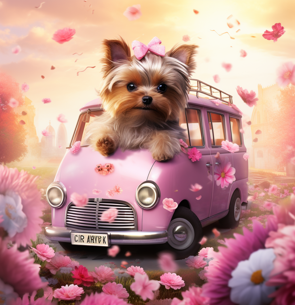 Pink Van Yorkie Diamond Art Kit