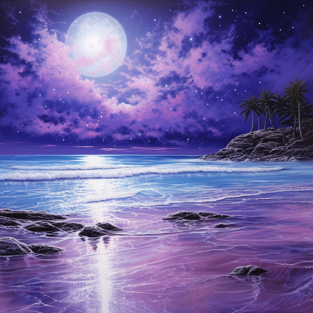Purple And Blue Surf Beach Diamond Art Kit