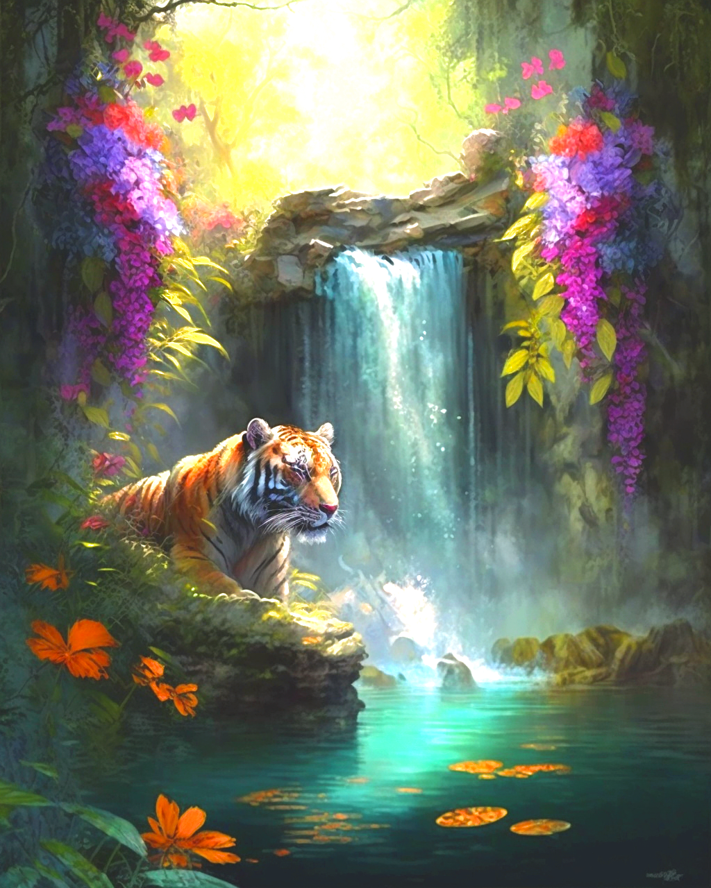 Waterfall Tiger Diamond Art Kit