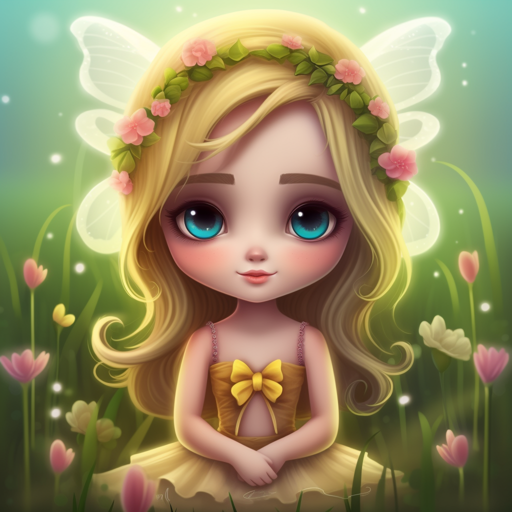 Yellow Bow Blue Eyed Girl Diamond Art Kit