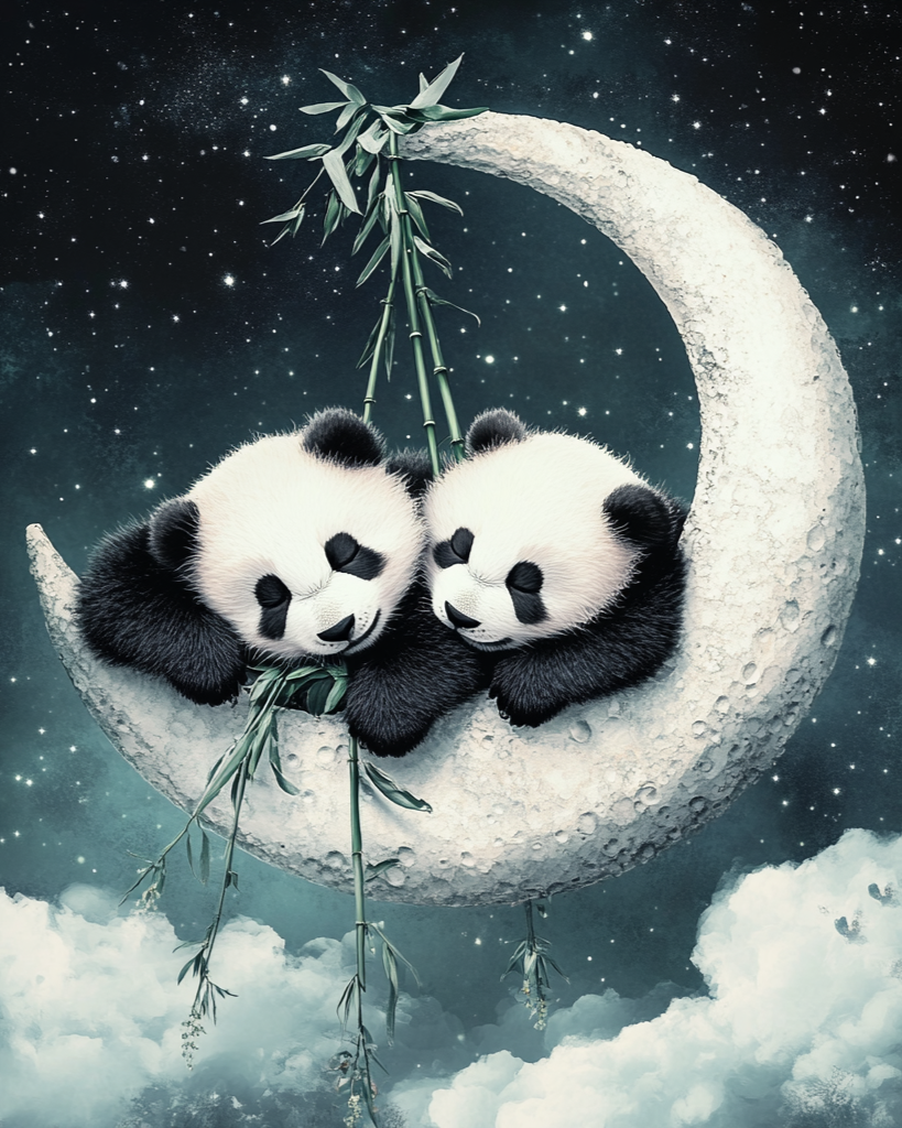 Two Panda Moon Diamond Art Kit
