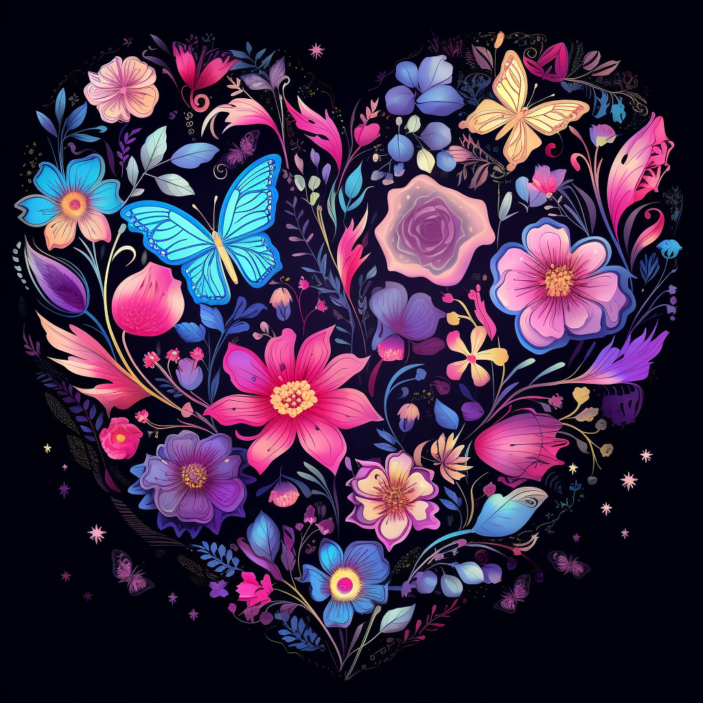 Flying Butterflies Flower Heart Diamond Art Kit