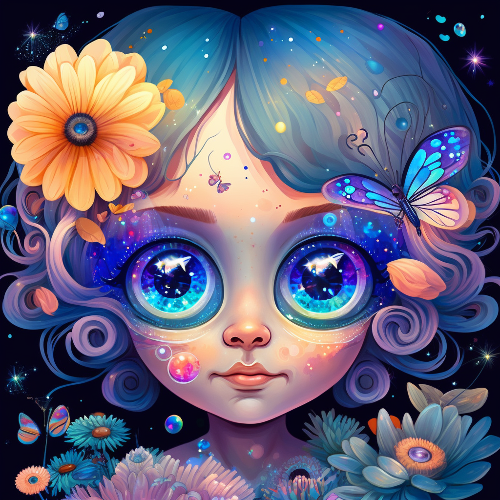 Wide Eye Butterfly Girl Diamond Art Kit