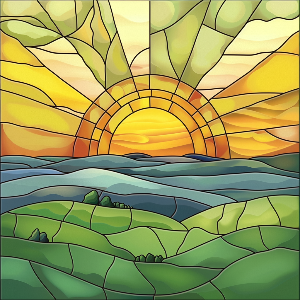 Greenhills Water Abstract Sunrise Diamond Art Kit
