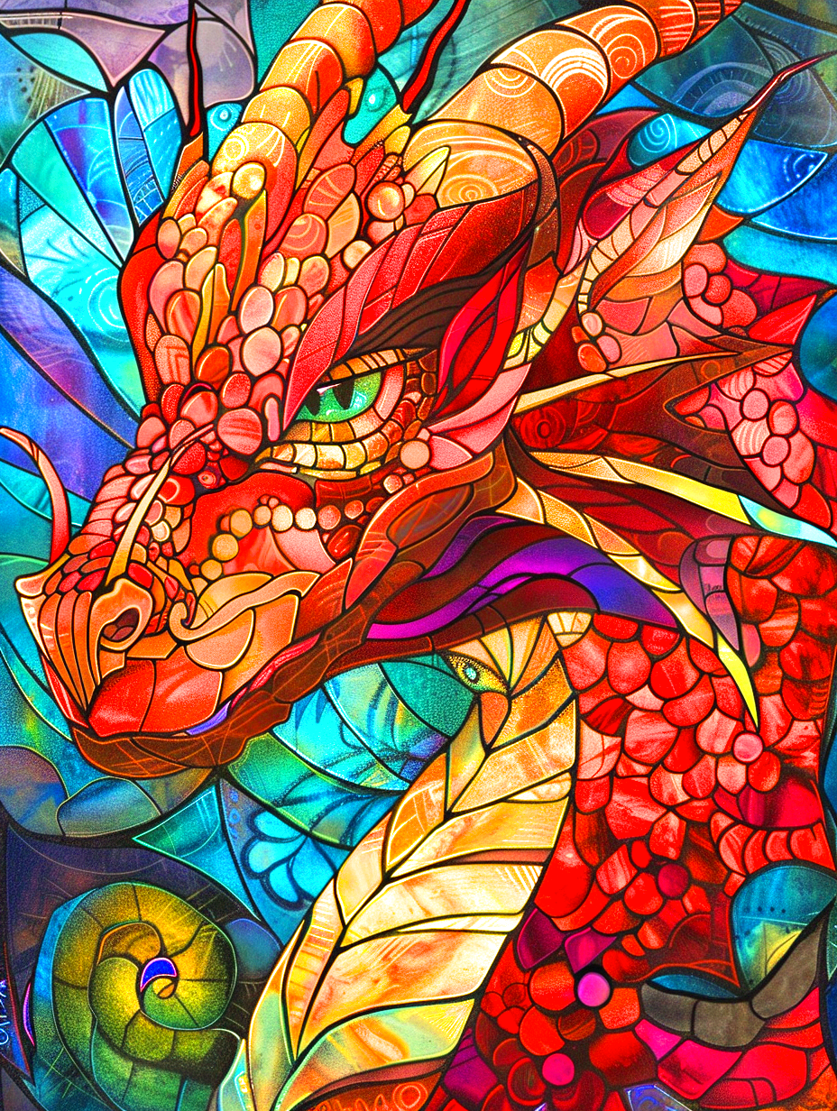 Red Orange Abstract Dragon Head Diamond Art Kit