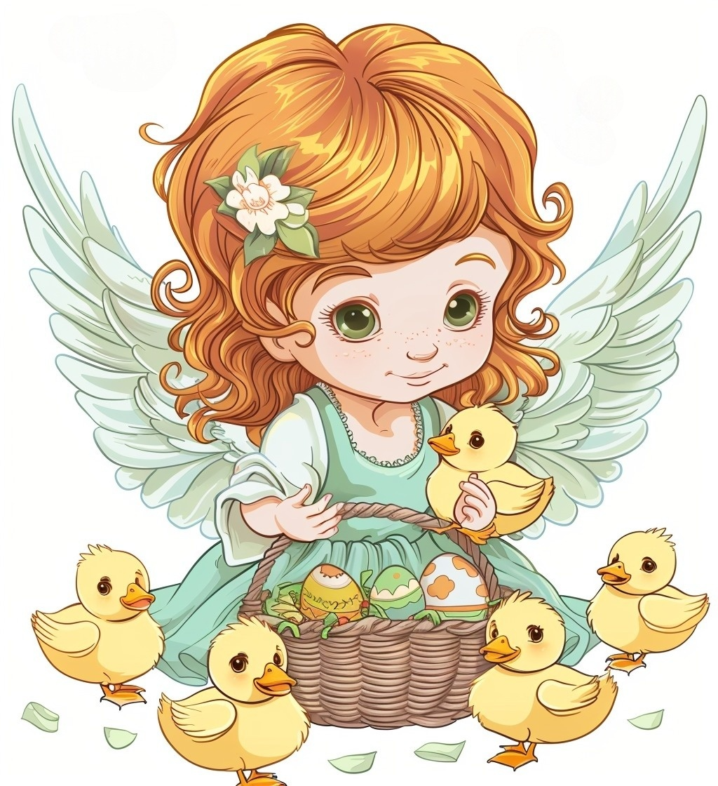 Green Dress Angel Ducklings Diamond Art Kit