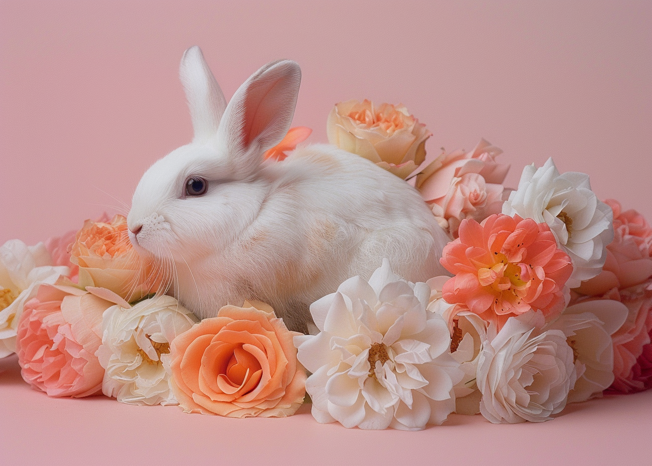White Rabbit Flowerbed Diamond Art Kit