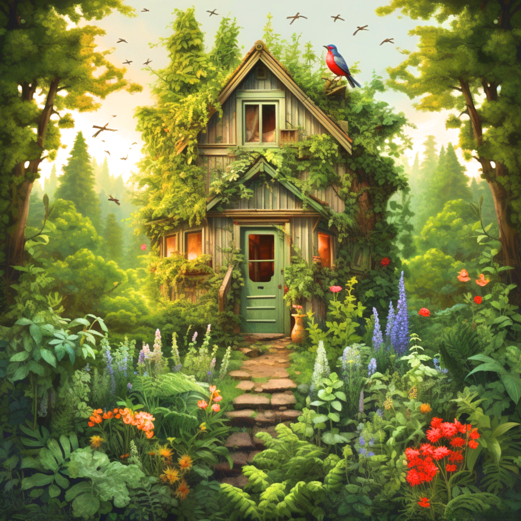 Green Garden Cottage Diamond Art Kit
