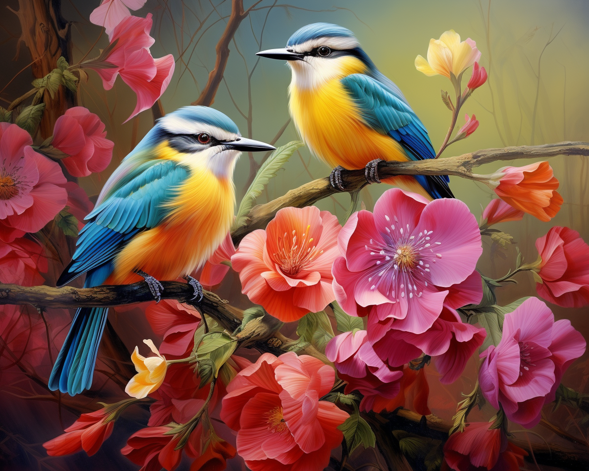 Two Blue And Yellow Birds Diamond Art Kit