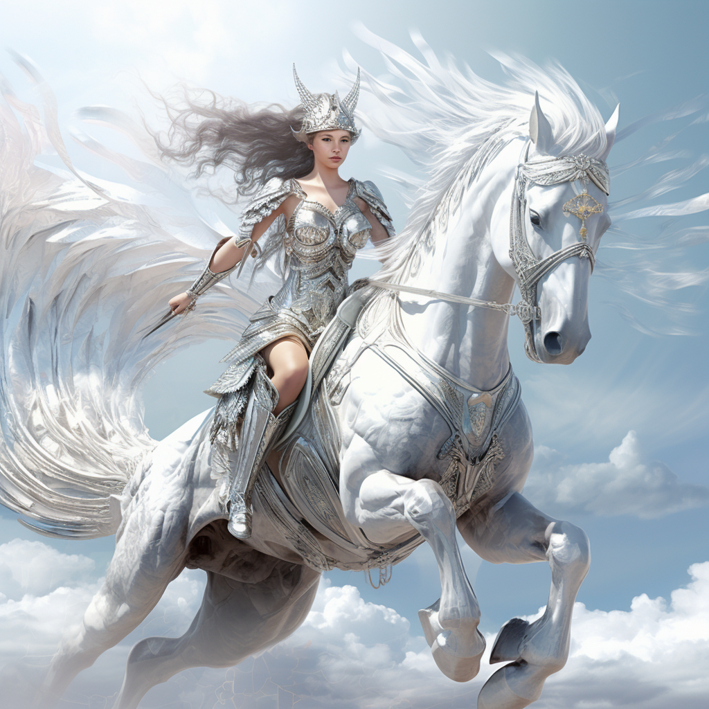 Silver Armor Warrio White Flying Horse Diamond Art Kit