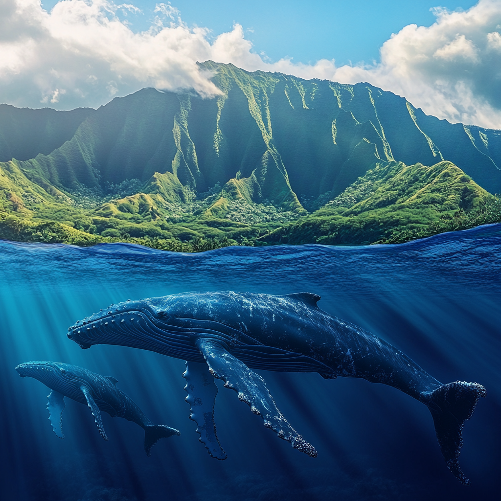Two Whales And Island Diamond Art Kit