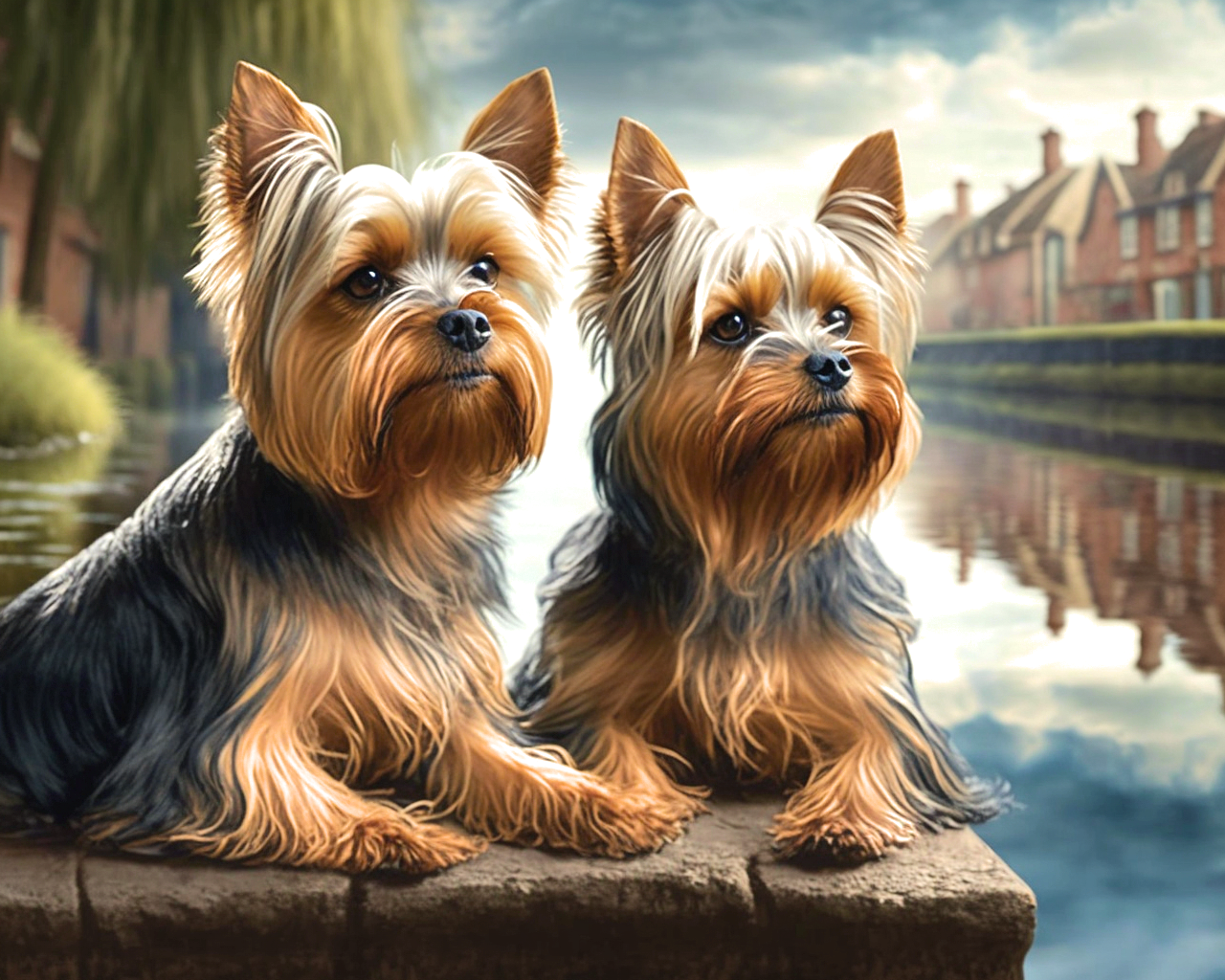 Two Yorkie Canal Diamond Art Kit