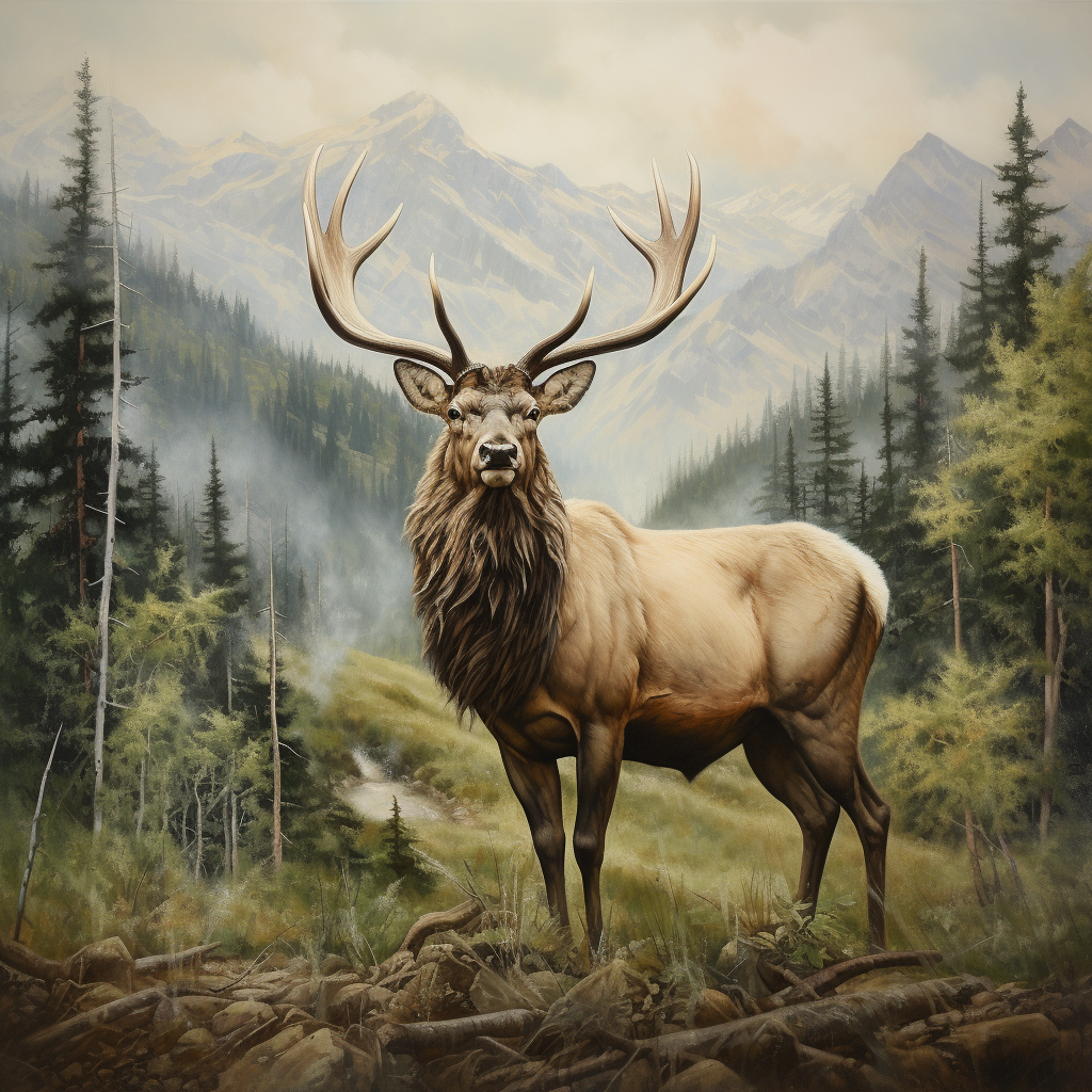 Pine Tree Mountain Elk Diamond Art Kit
