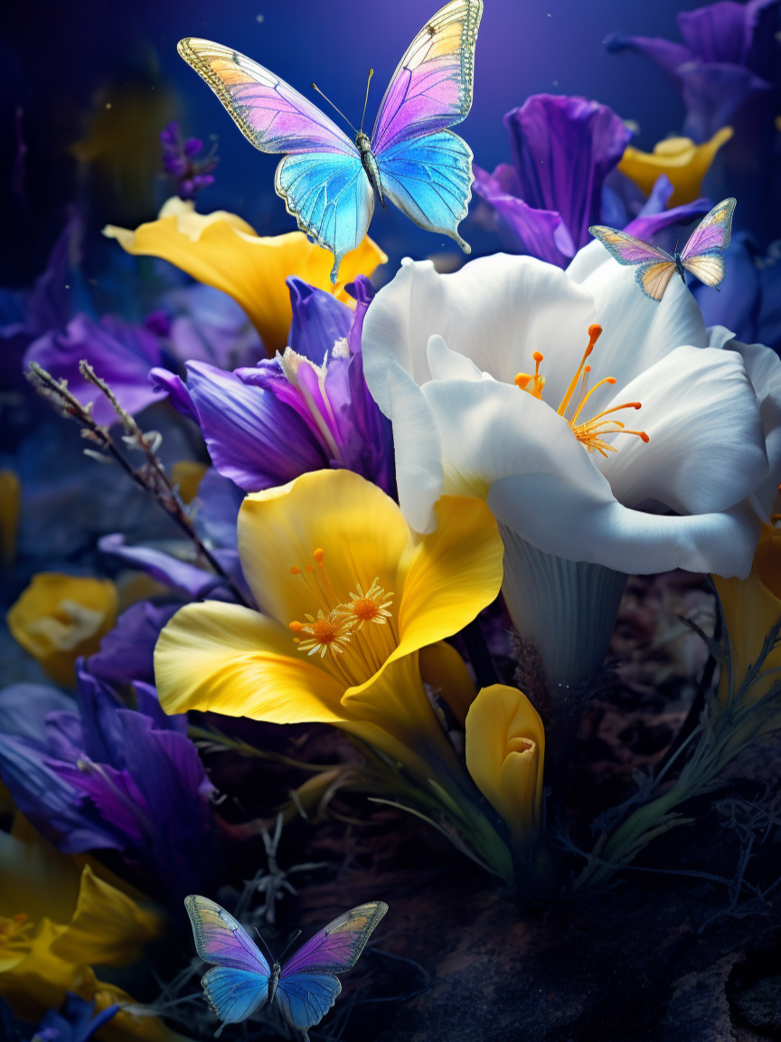 Pastel Butterflies Flowers Diamond Art Kit